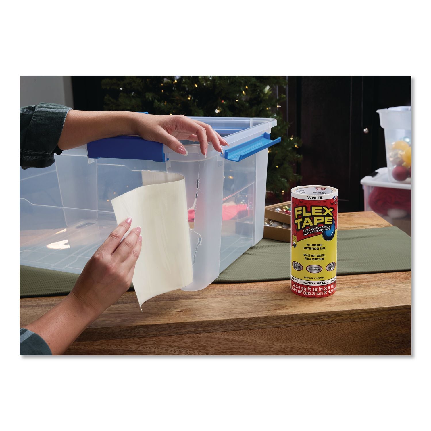 Flex Tape Strong Rubberized Waterproof Tape, 4" Core, 39 Mil Thick, 8" X 5 Ft, White, 4/Carton