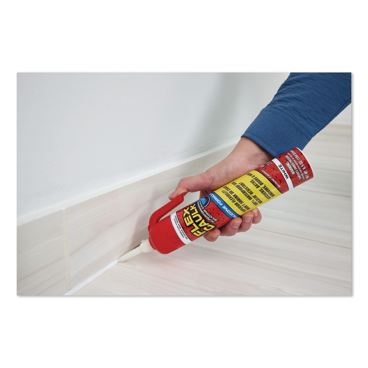 Flex Caulk Hi-Performance Silicone Caulk, 6.5 Oz Aerosol Can, Dries White, 4/Carton