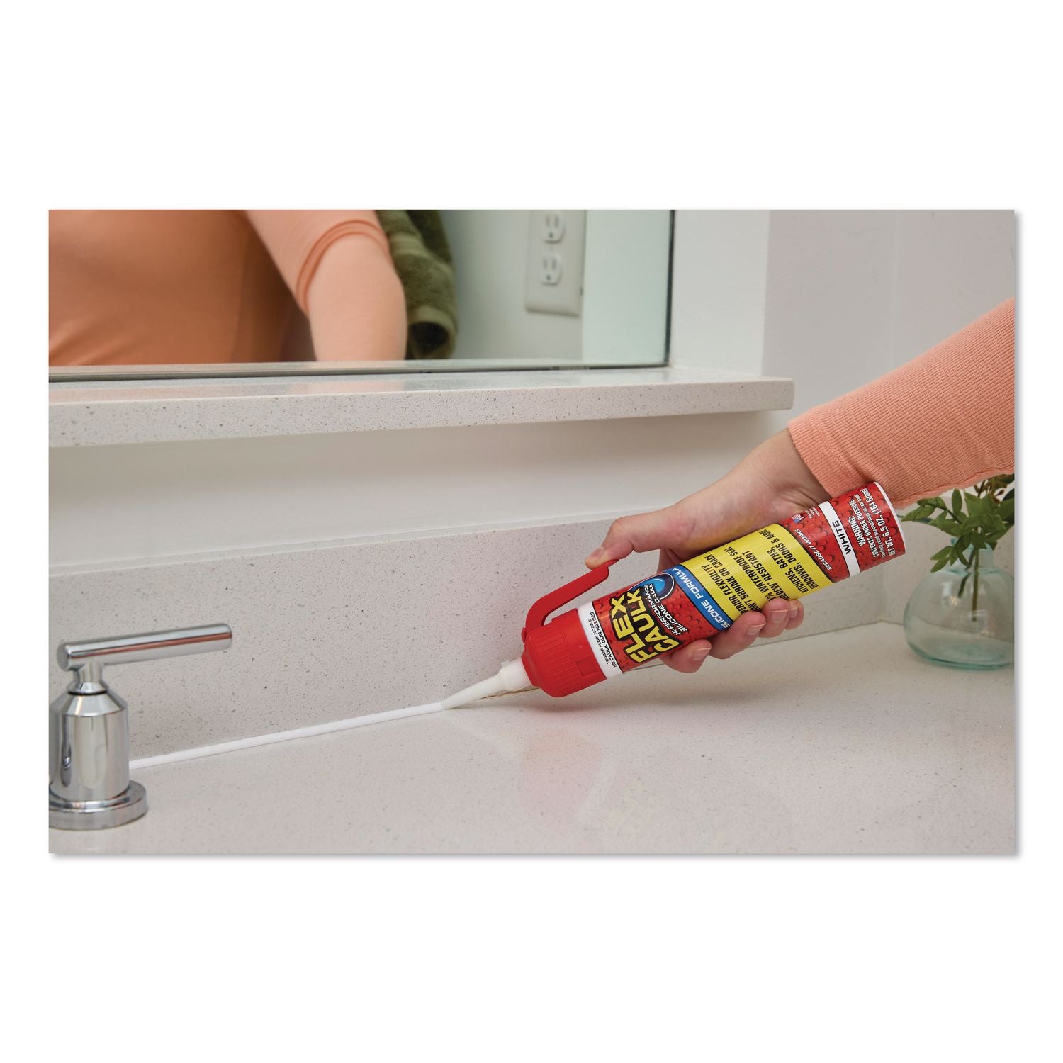 Flex Caulk Hi-Performance Silicone Caulk, 6.5 Oz Aerosol Can, Dries White, 4/Carton