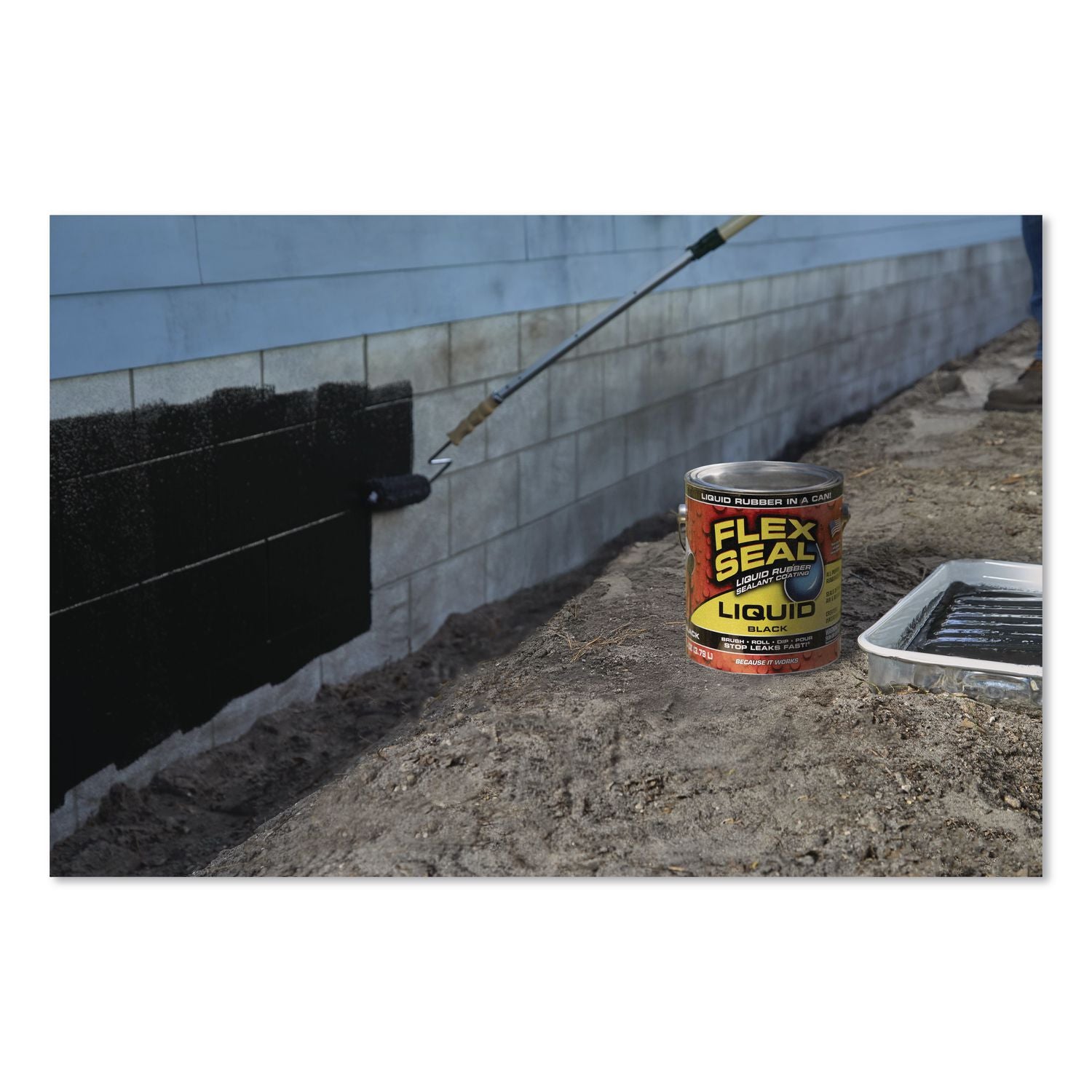 Flex Seal Liquid Rubber Sealant Coating Liquid, 1 Gal Can, Dries Black, 2/Carton