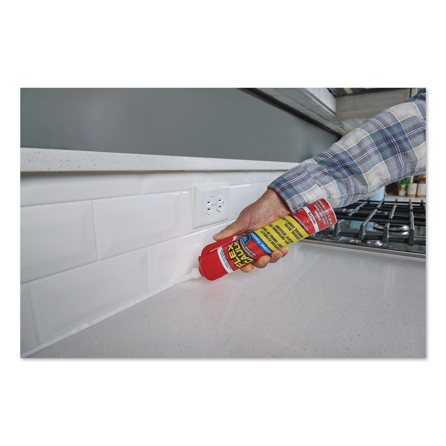 Flex Caulk Hi-Performance Silicone Caulk, 6.5 Oz Aerosol Can, Dries White, 4/Carton
