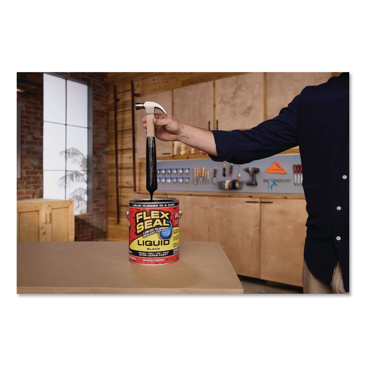 Flex Seal Liquid Rubber Sealant Coating Liquid, 1 Gal Can, Dries Black, 2/Carton