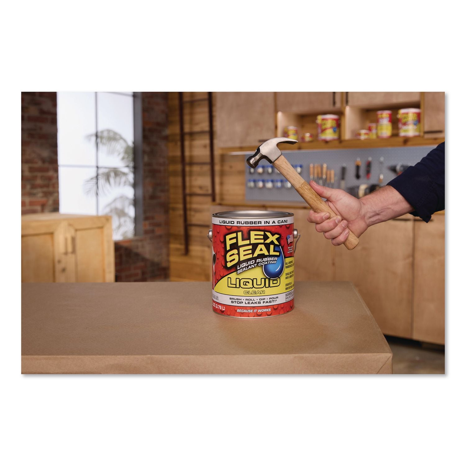 Flex Seal Liquid Rubber Sealant Coating Liquid, 1 Gal Can, Dries Clear, 2/Carton