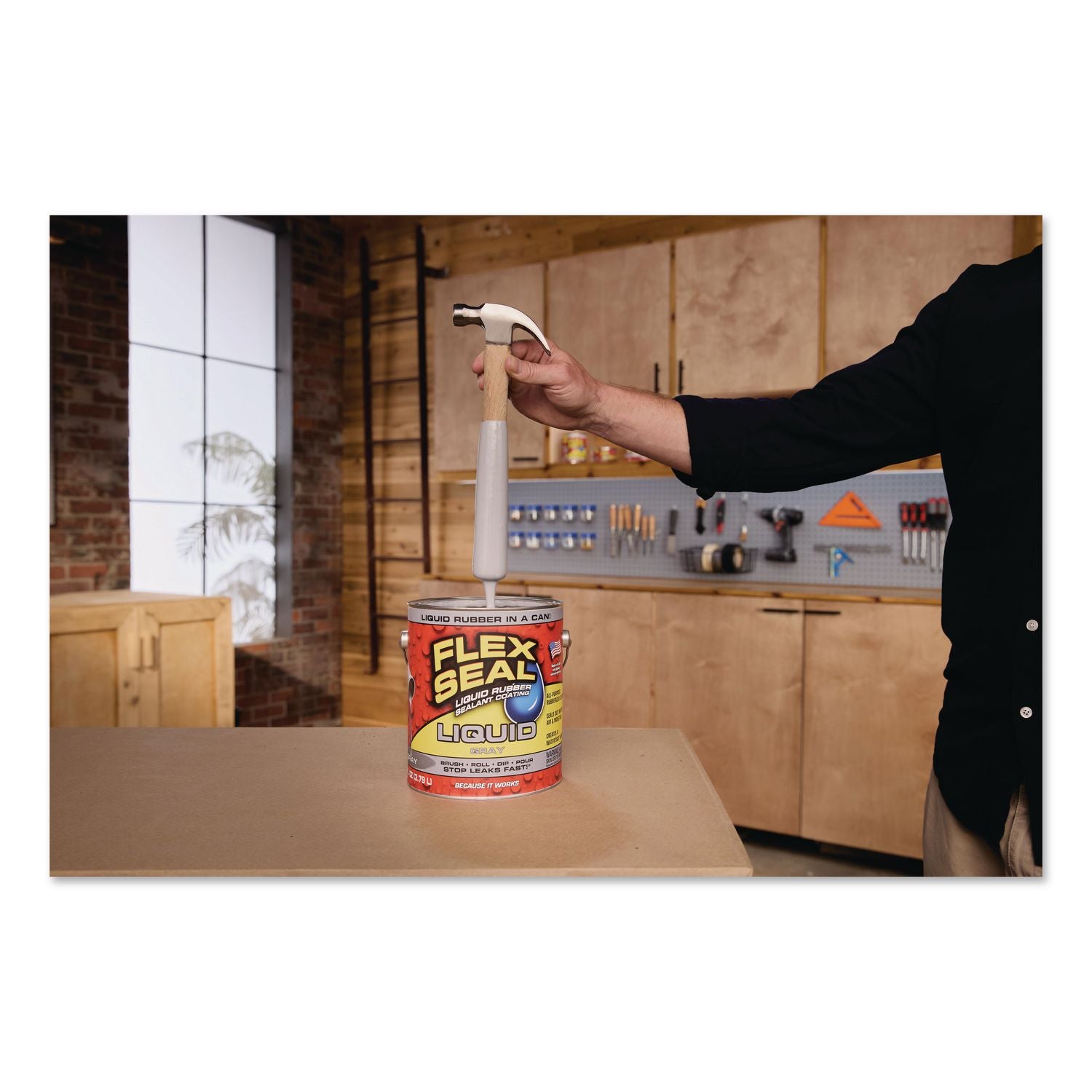 Flex Seal Liquid Rubber Sealant Coating Liquid, 1 Gal Can, Dries Gray, 2/Carton