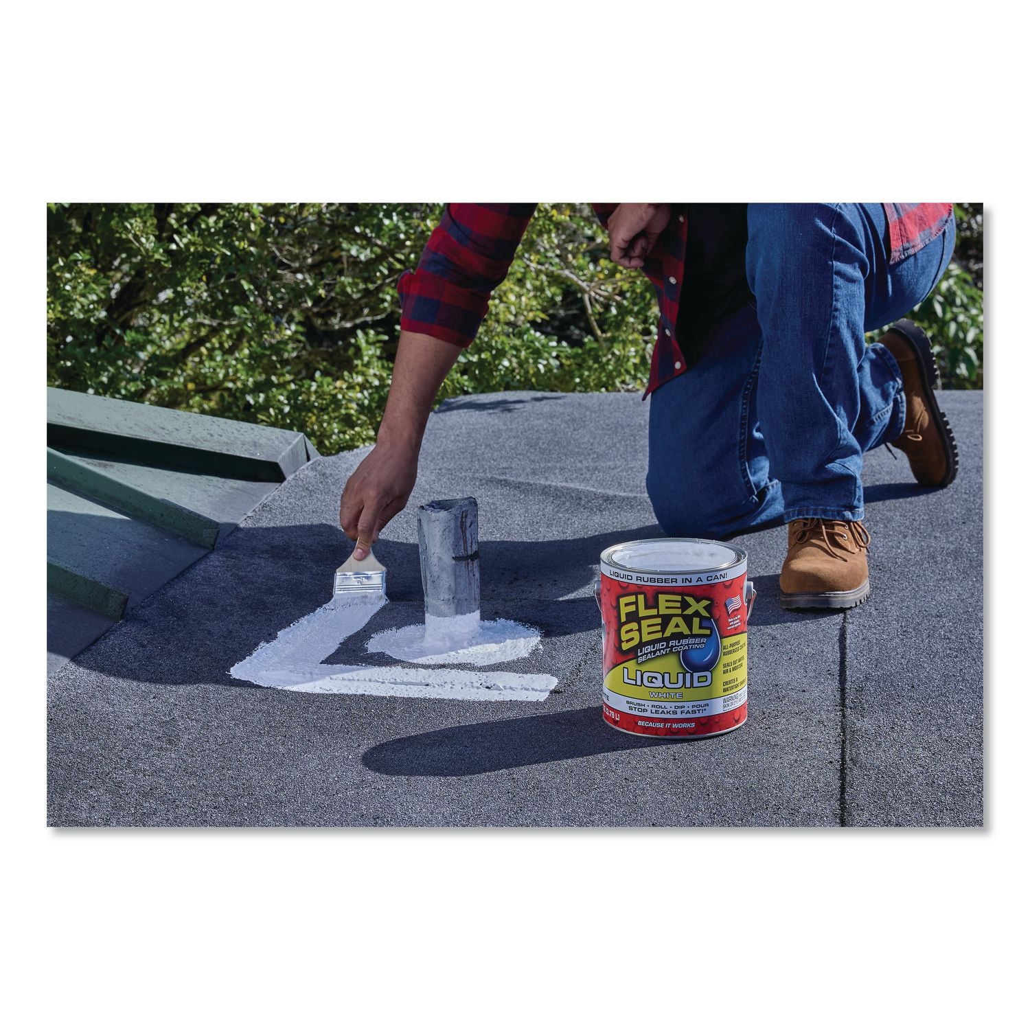 Flex Seal Liquid Rubber Sealant Coating Liquid, 1 Gal Can, Dries White, 2/Carton