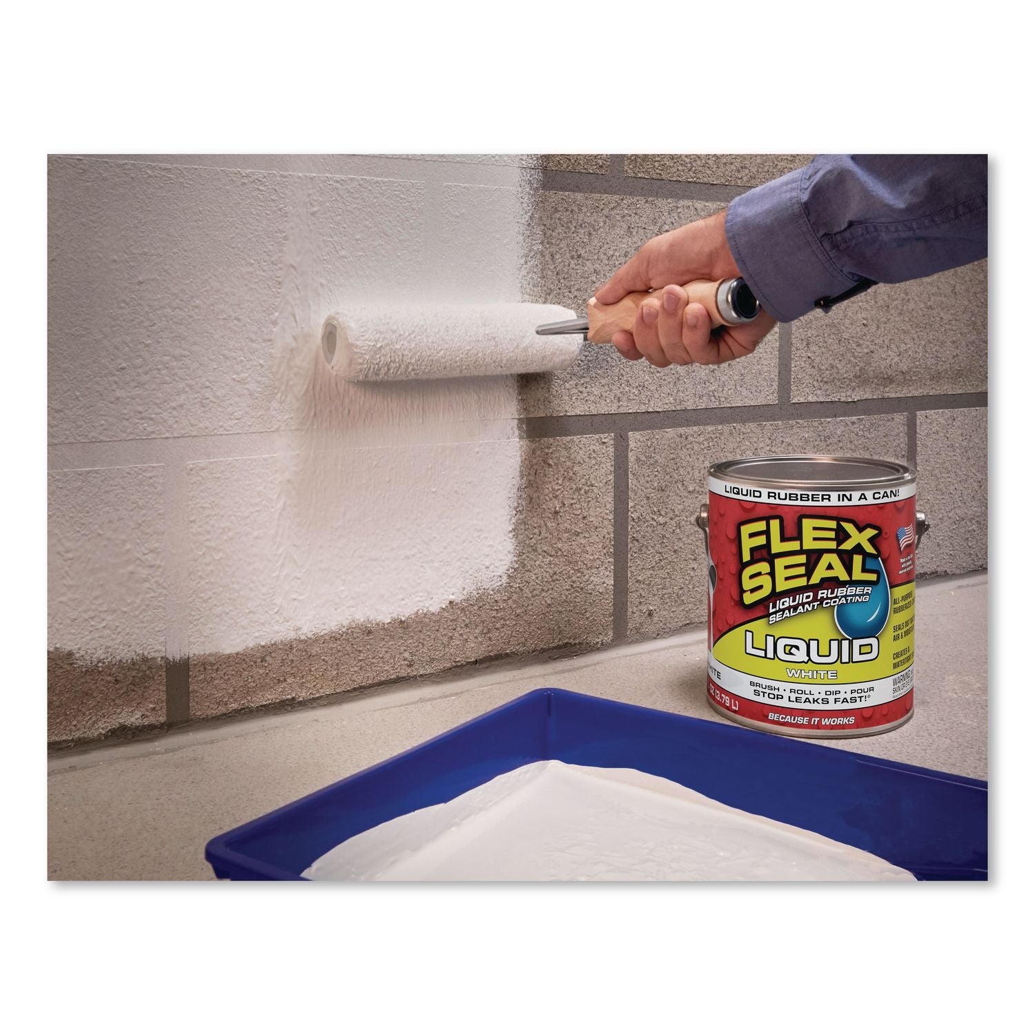 Flex Seal Liquid Rubber Sealant Coating Liquid, 1 Gal Can, Dries White, 2/Carton