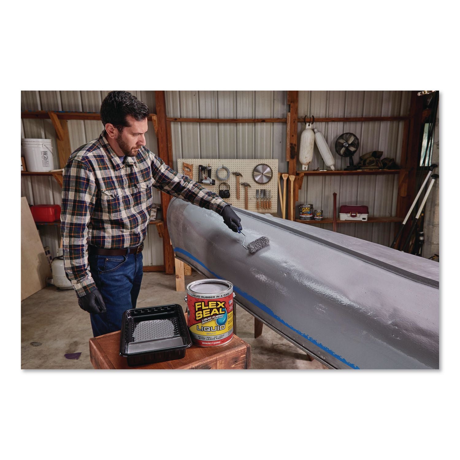 Flex Seal Liquid Rubber Sealant Coating Liquid, 1 Gal Can, Dries Gray, 2/Carton