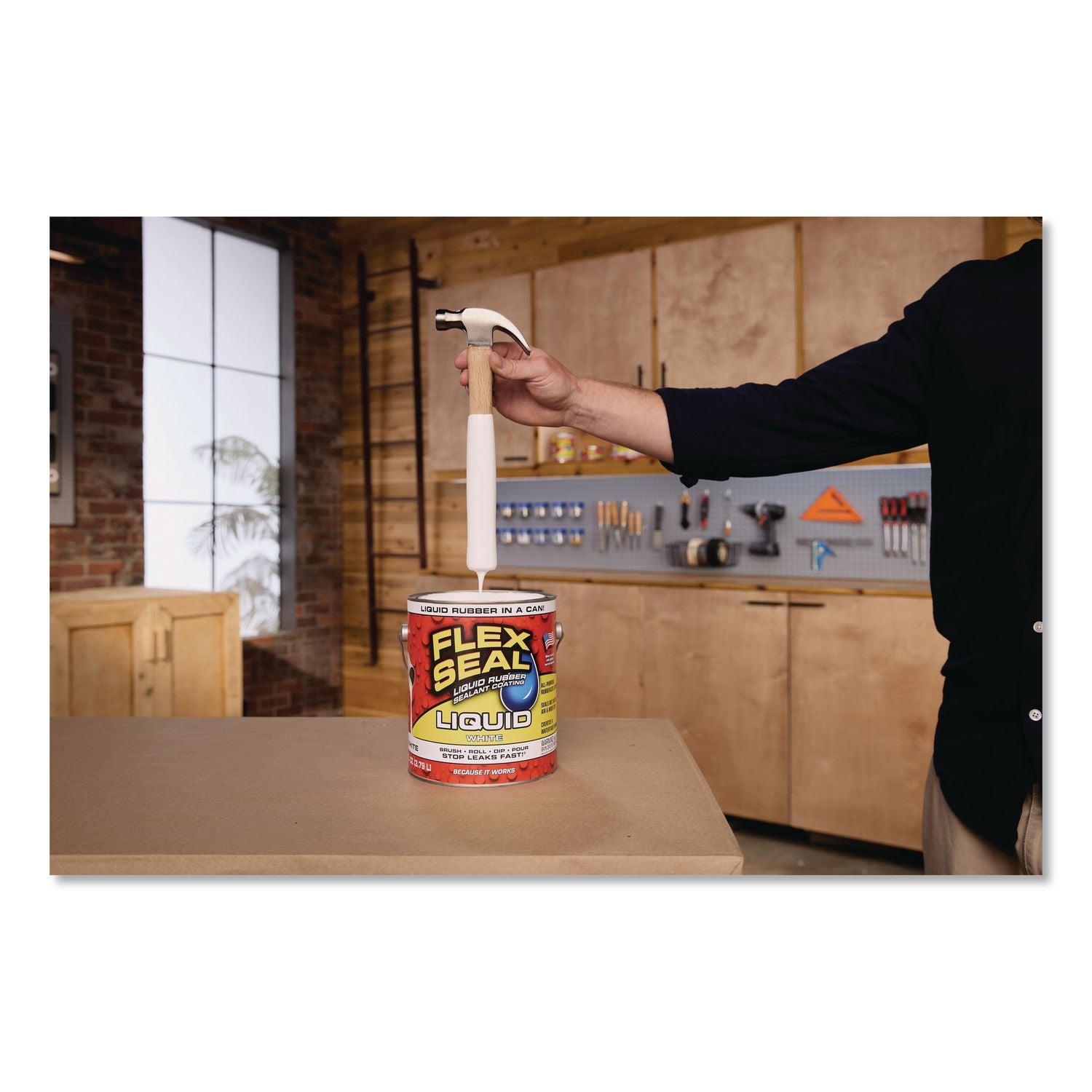 Flex Seal Liquid Rubber Sealant Coating Liquid, 1 Gal Can, Dries White, 2/Carton