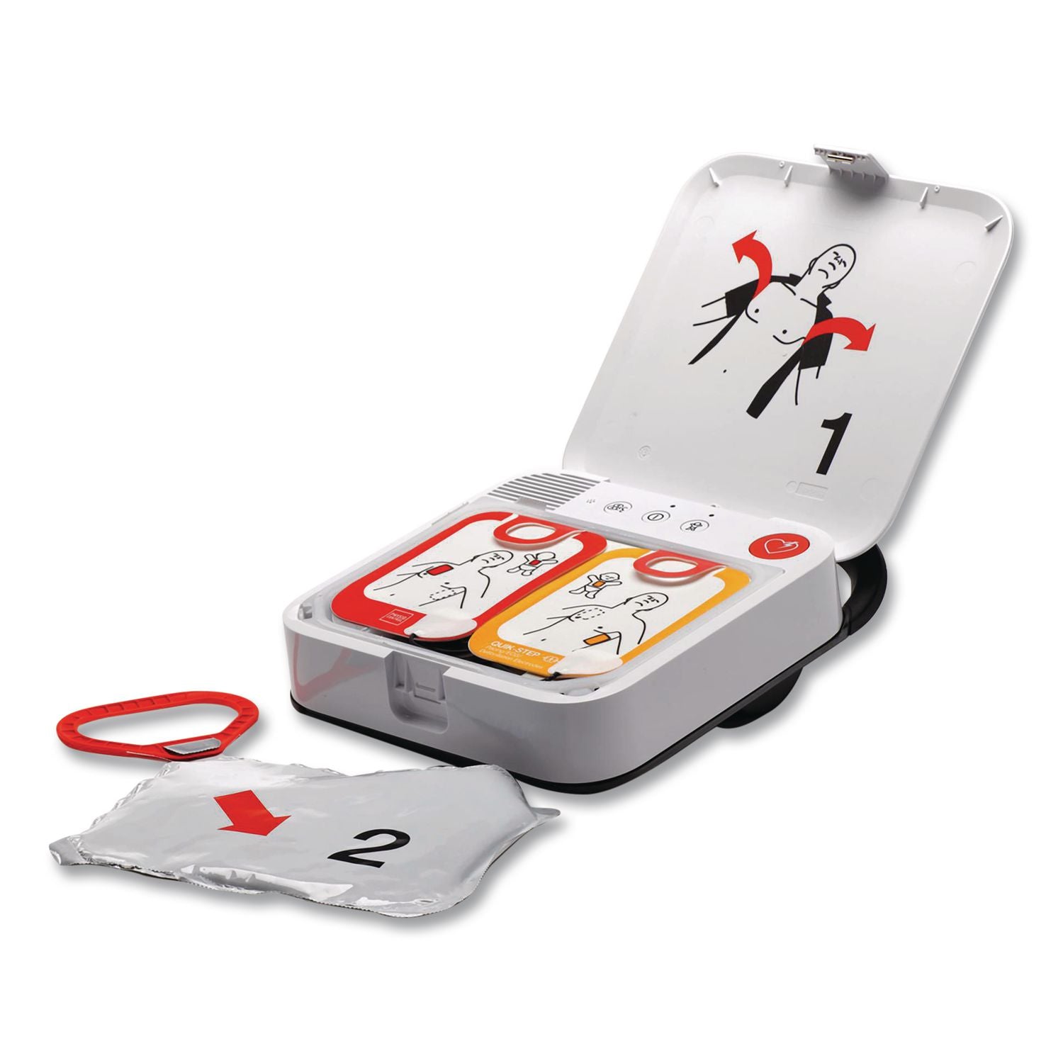 LIFEPAK CR2 Fully-Automatic, Cellular, English/Spanish, Handle, Alarmed Cabinet