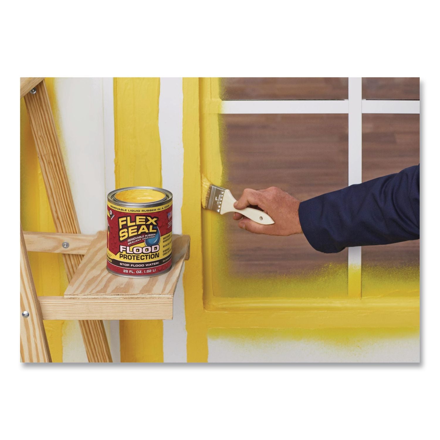 Flex Seal Liquid Flood Protection, 28 Oz Can, Dries Yellow, 4/Carton