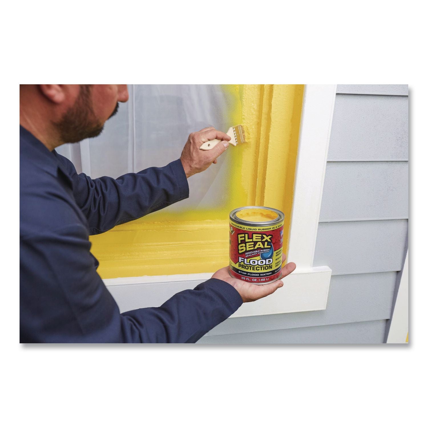 Flex Seal Liquid Flood Protection, 28 Oz Can, Dries Yellow, 4/Carton