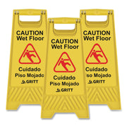 Caution Wet Floor Sign, 11.8 X 12 X 24, Yellow, 3/Pack