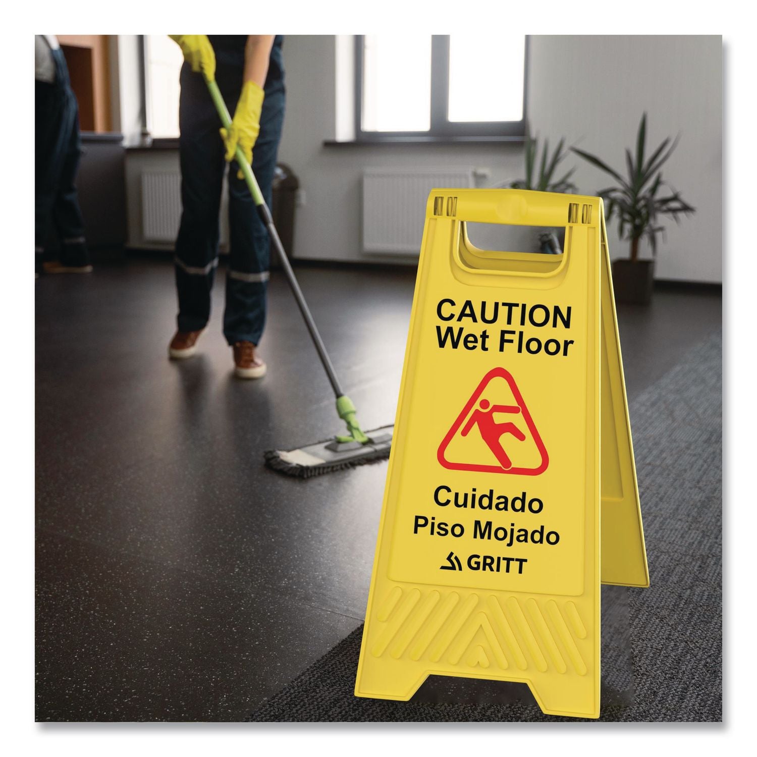 Caution Wet Floor Sign, 11.8 X 12 X 24, Yellow, 3/Pack