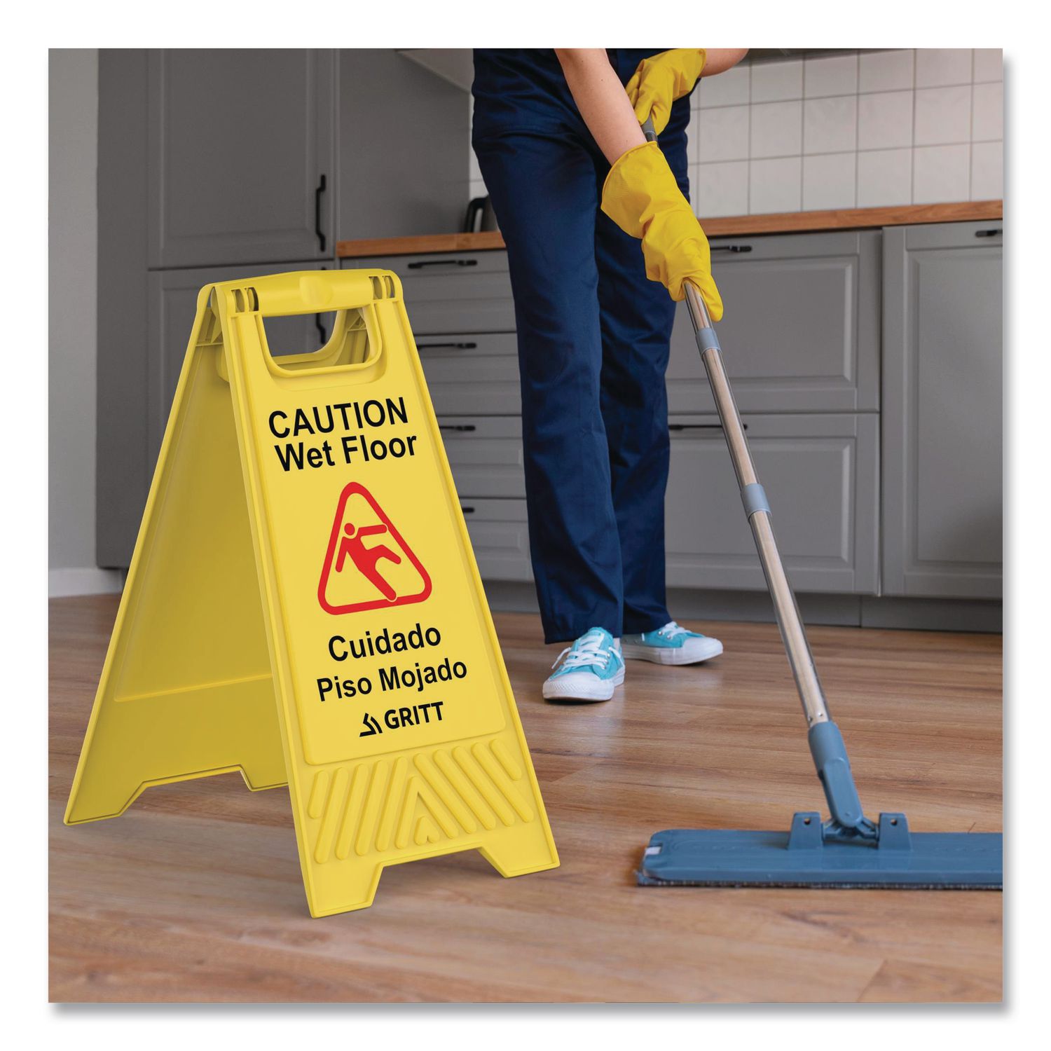 Caution Wet Floor Sign, 11.8 X 12 X 24, Yellow, 3/Pack