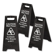 Caution Wet Floor Sign, 11.8 X 12 X 24, Black, 3/Pack