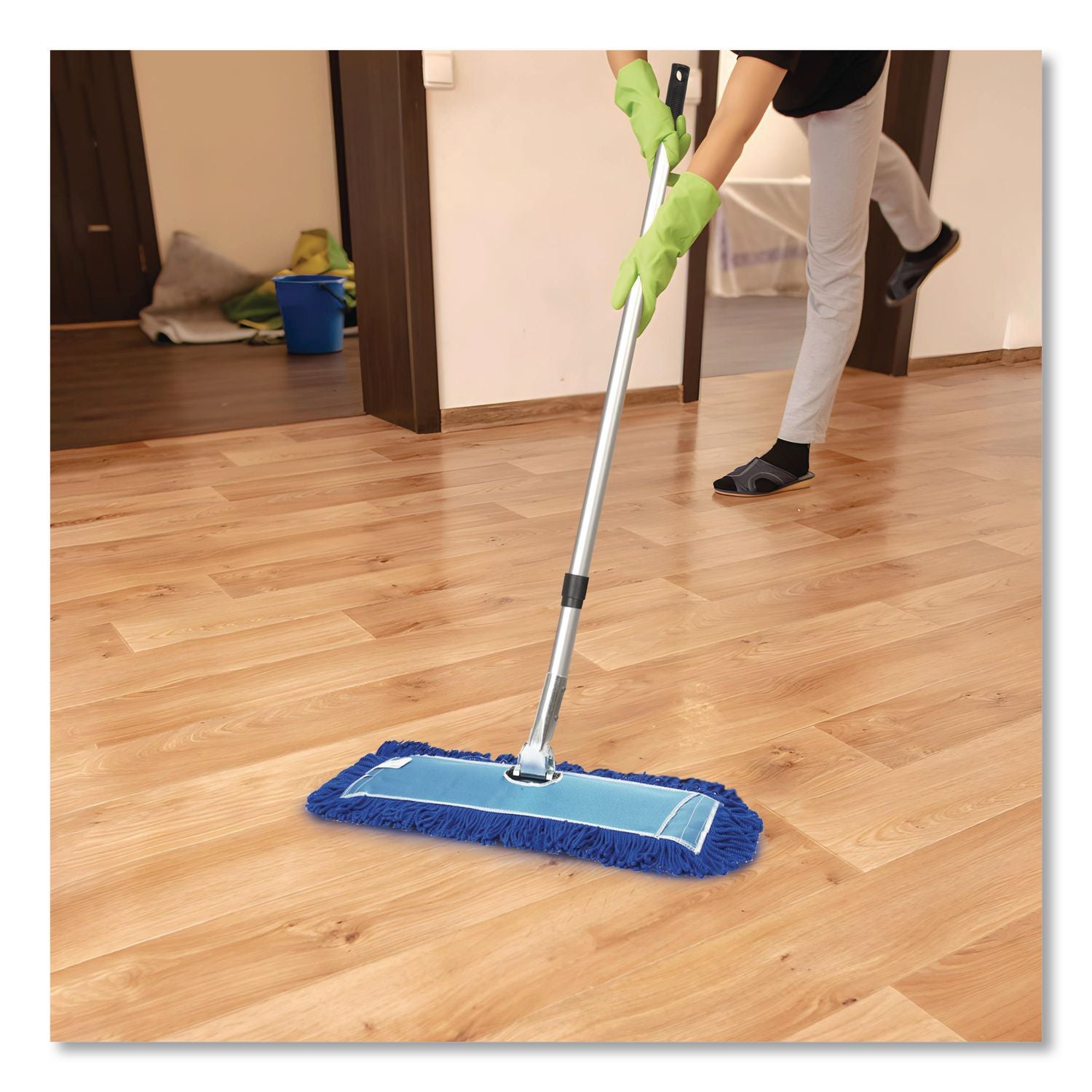 All-In-One 24" Microfiber Dust Mop Set With Telescopic Handle, 24 X 5, Blue, Microfiber Head, 72" Silver Aluminum Handle