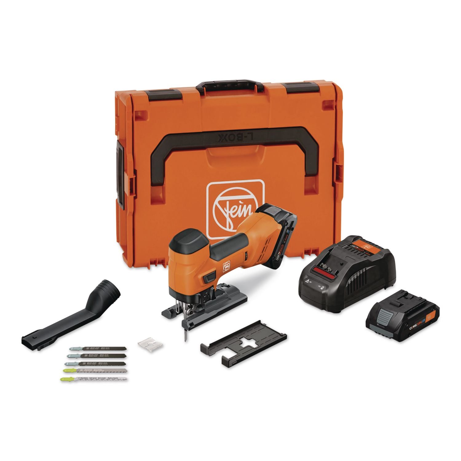 18V F-IRON Jig 26 AS Cordless Jigsaw Kit For Metal/Wood With 2 Batteries (4 Ah), 3, 000 SPM, -45 To +45 Degree Bevel Range