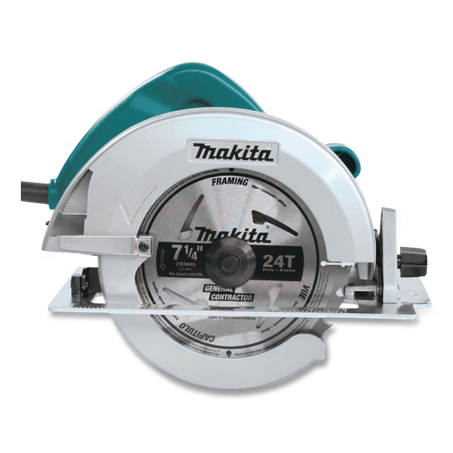 5007F 7.25" Circular Saw, 5, 800 RPM, Bevel Range, 24 T Blade