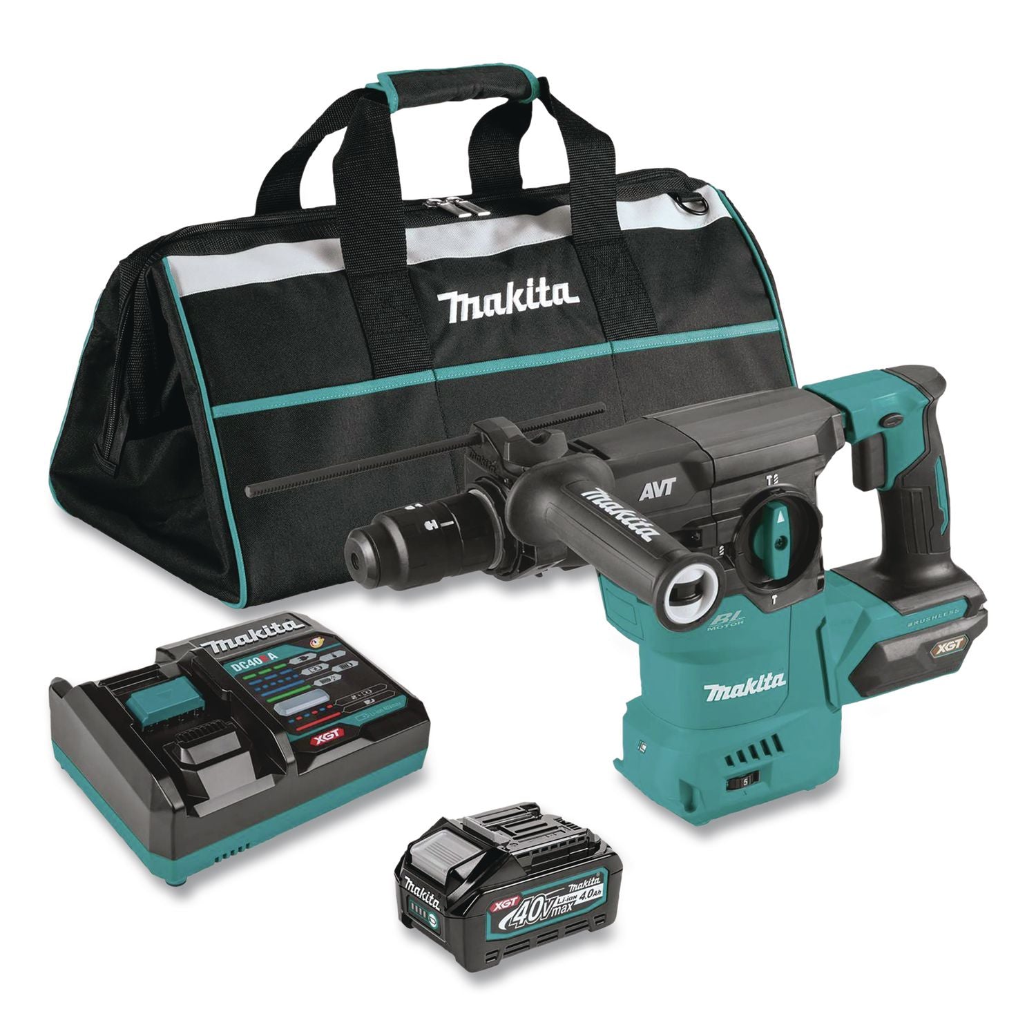 40V Max XGT Brushless Lithium-Ion 1 3/16" Cordless AVT AWS Rotary Hammer Drill Kit (4 Ah)