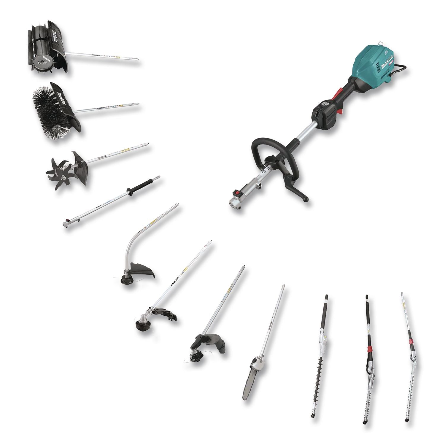 XGT Brushless Lithium-Ion Cordless Couple Shaft Power Head With String Trimmer Attachment Kit, 71.75" Long, Teal/Black/Silver