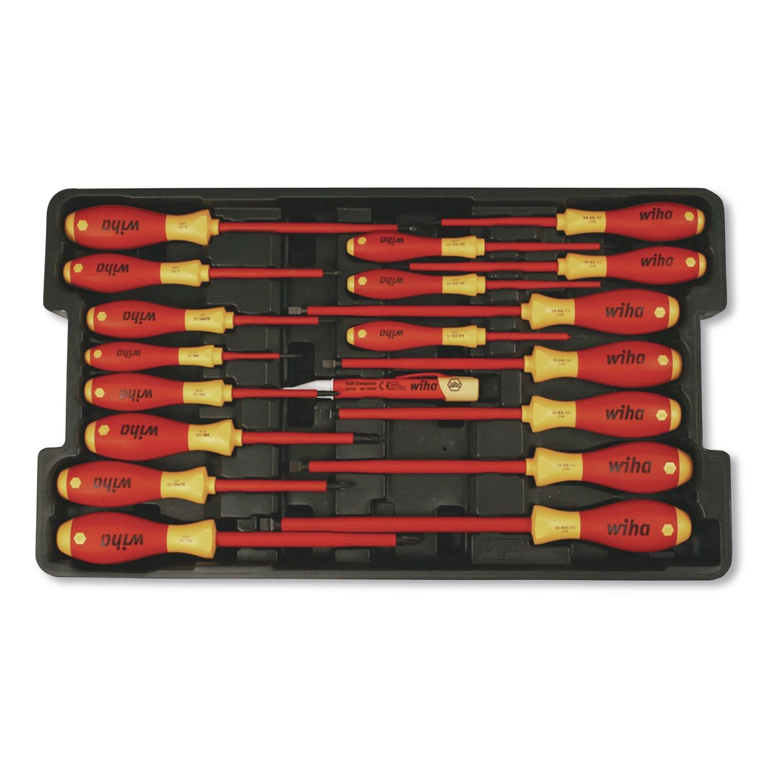 19-Piece Insulated Softfinish Screwdriver And Cat IV Voltage Detector Set With Toolbox Tray