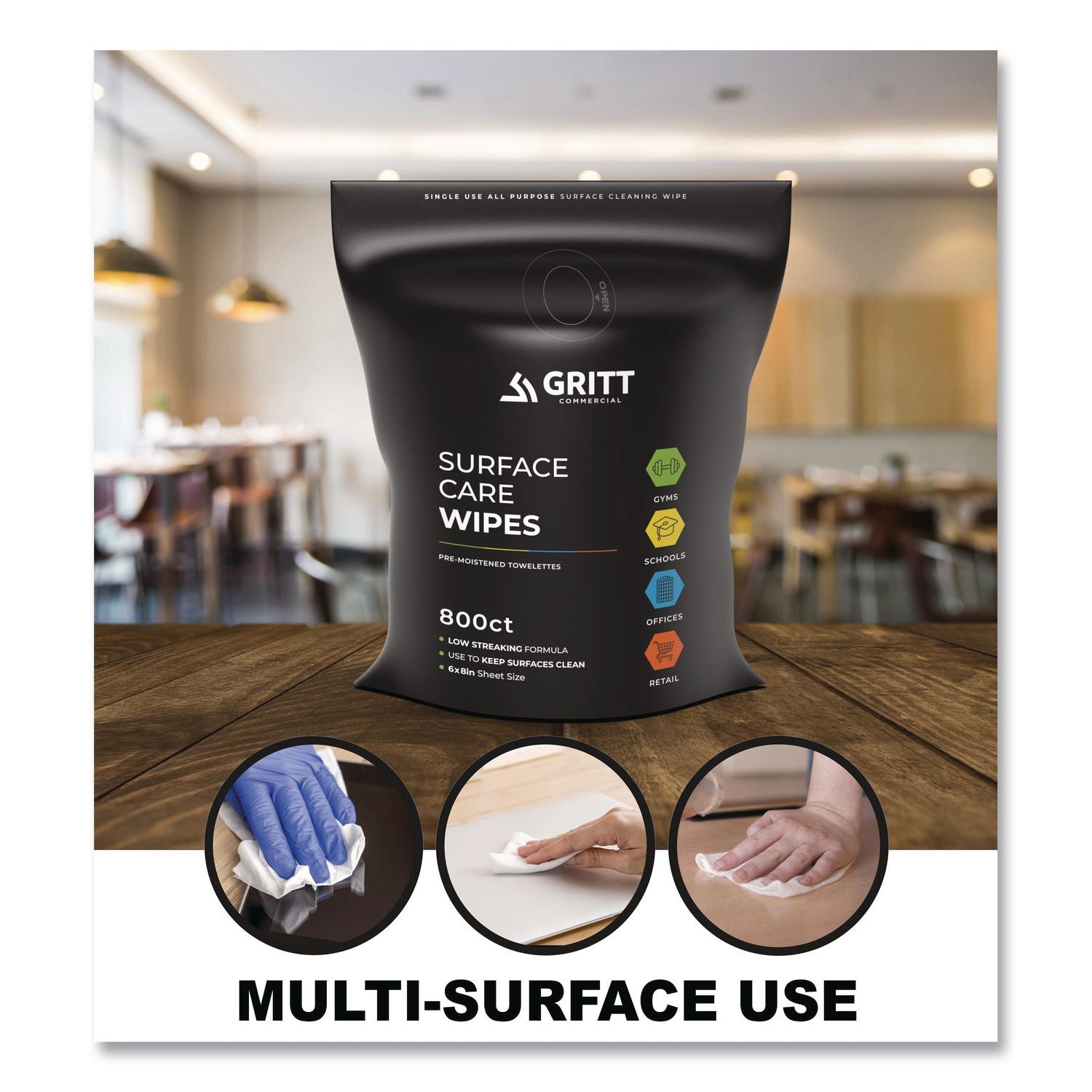 Surface Care Wipes, 1-Ply, 6 X 8, Fresh Scent, White, 800 Wipes