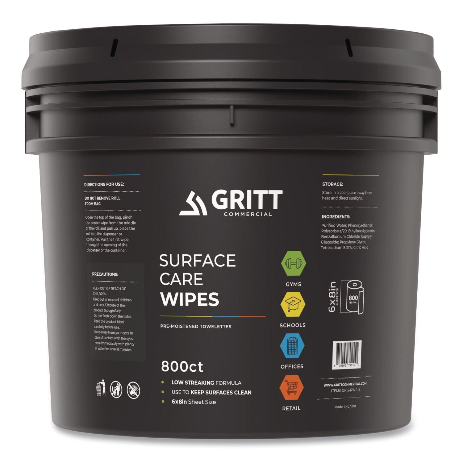 Surface Care Wipes, 1-Ply, 6 X 8, Fresh Scent, White, 800 Wipes/Bucket