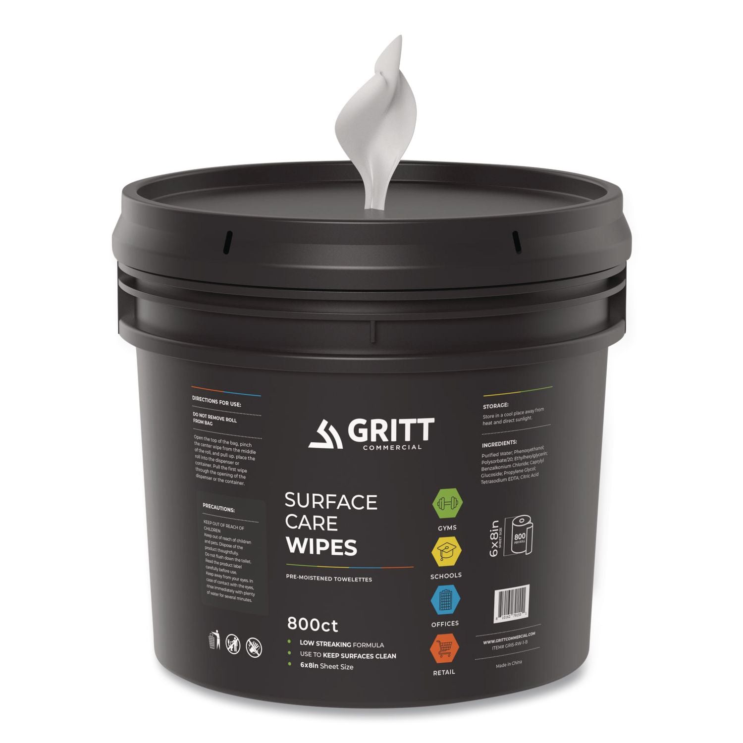 Surface Care Wipes, 1-Ply, 6 X 8, Fresh Scent, White, 800 Wipes/Bucket