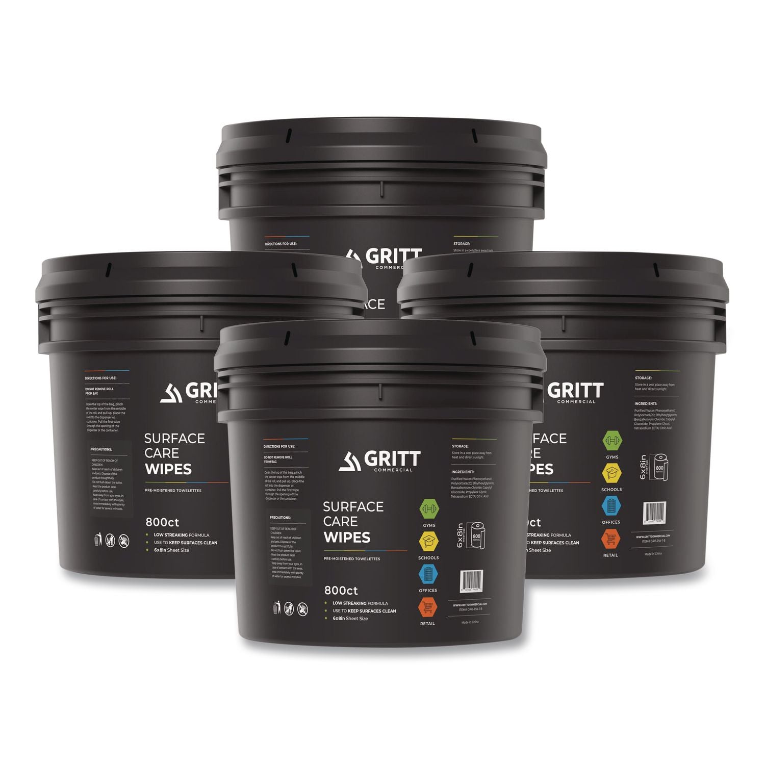 Surface Care Wipes, 1-Ply, 6 X 8, Fresh Scent, White, 800/Bucket, 4 Buckets/Carton