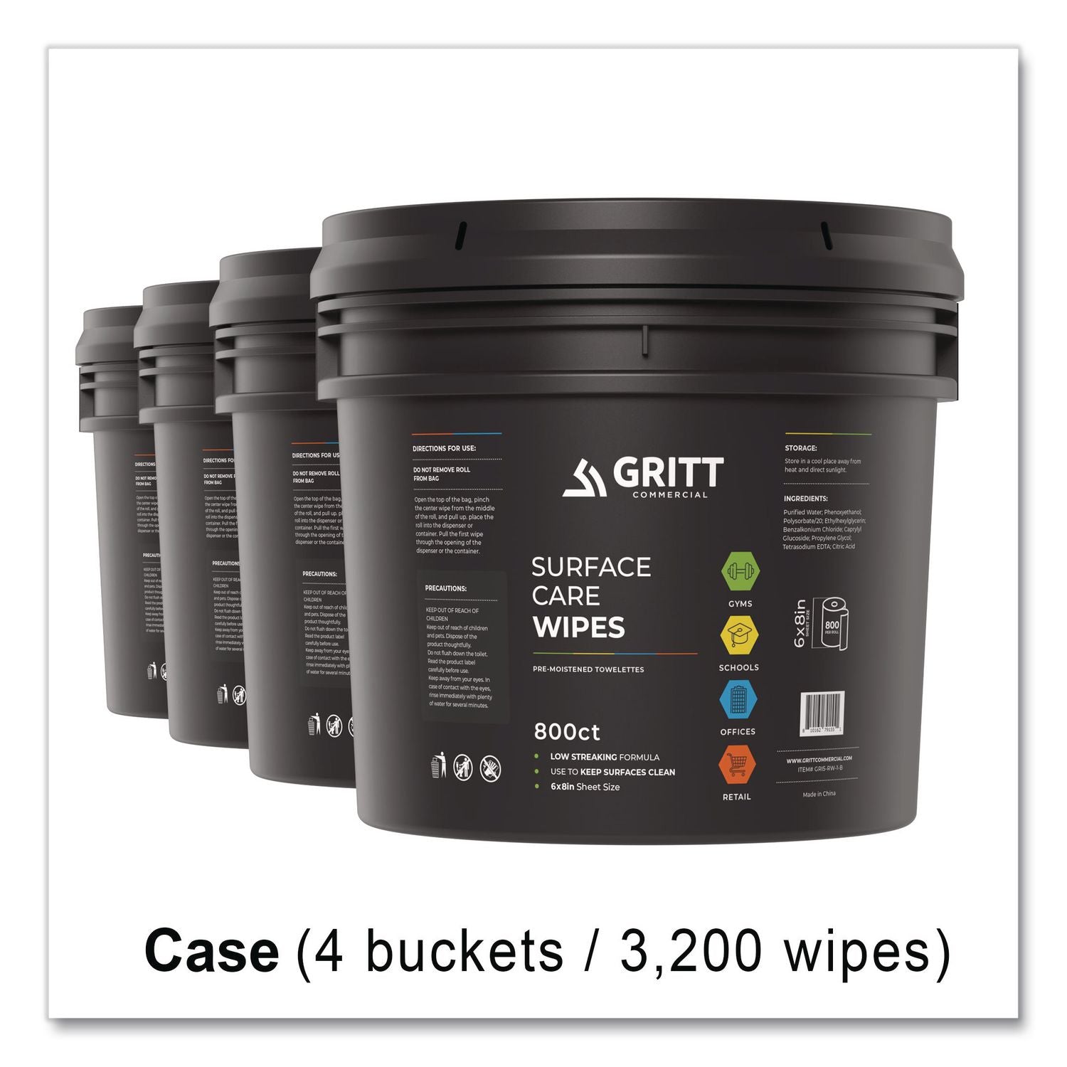 Surface Care Wipes, 1-Ply, 6 X 8, Fresh Scent, White, 800/Bucket, 4 Buckets/Carton