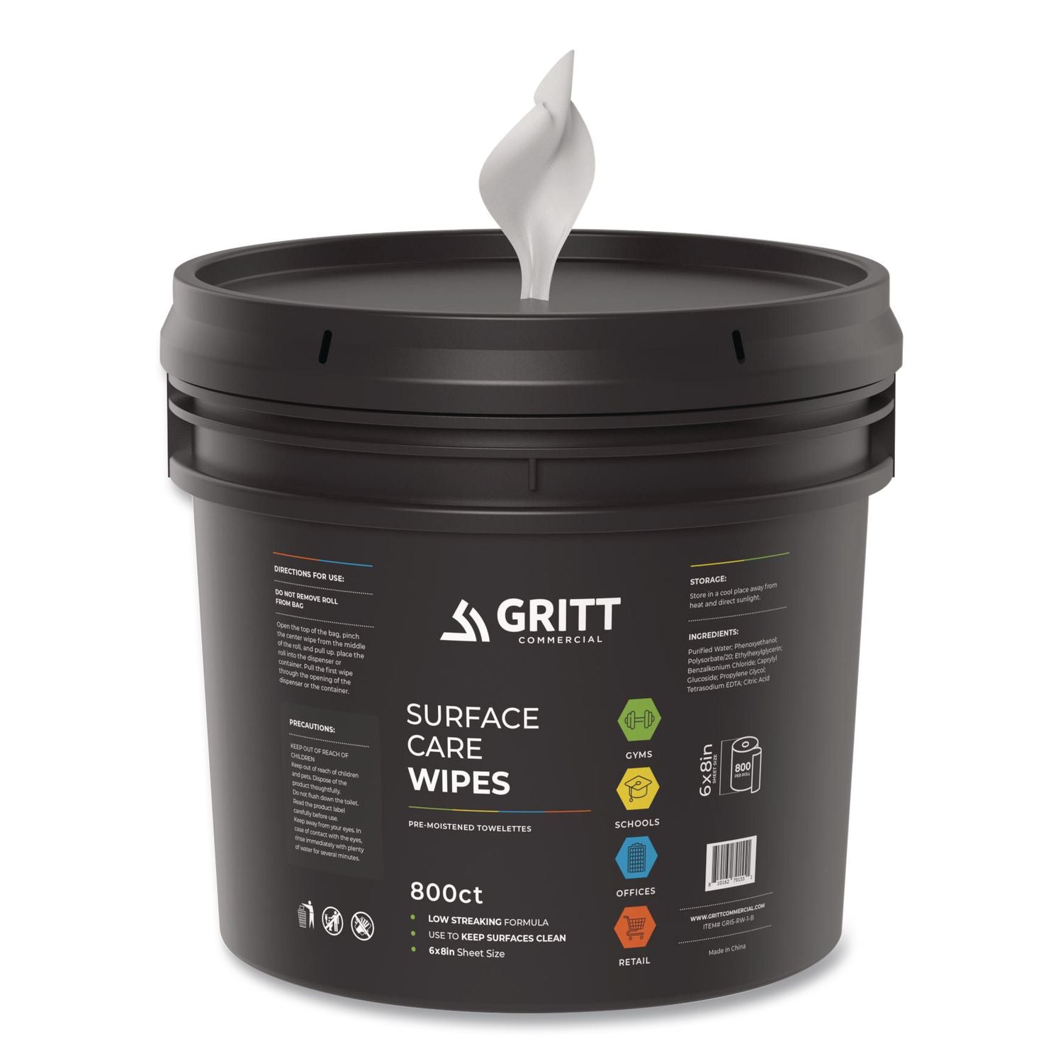 Surface Care Wipes, 1-Ply, 6 X 8, Fresh Scent, White, 800/Bucket, 4 Buckets/Carton