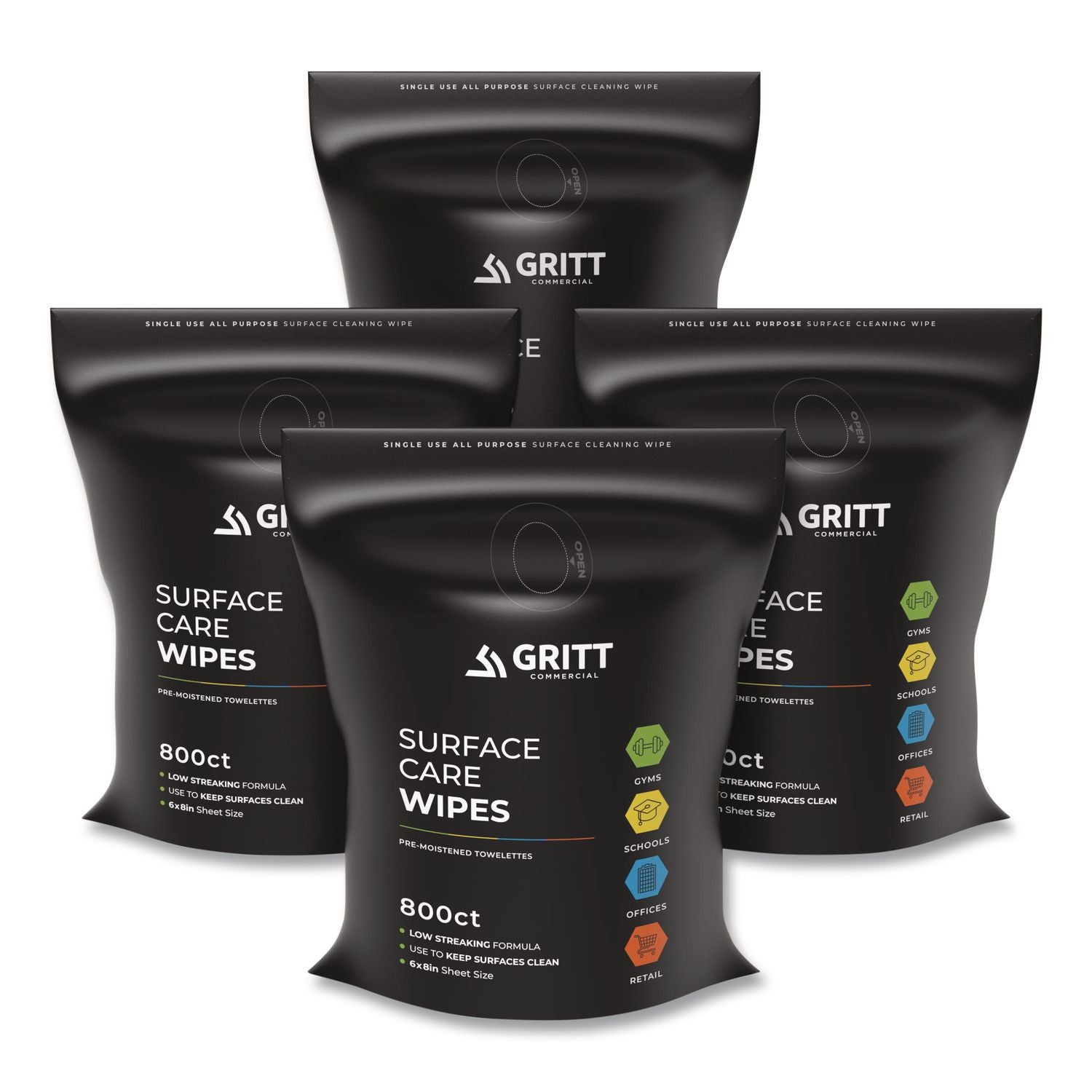 Surface Care Wipes, 1-Ply, 6 X 8, Fresh, White, 800/Pack, 4 Packs/Carton