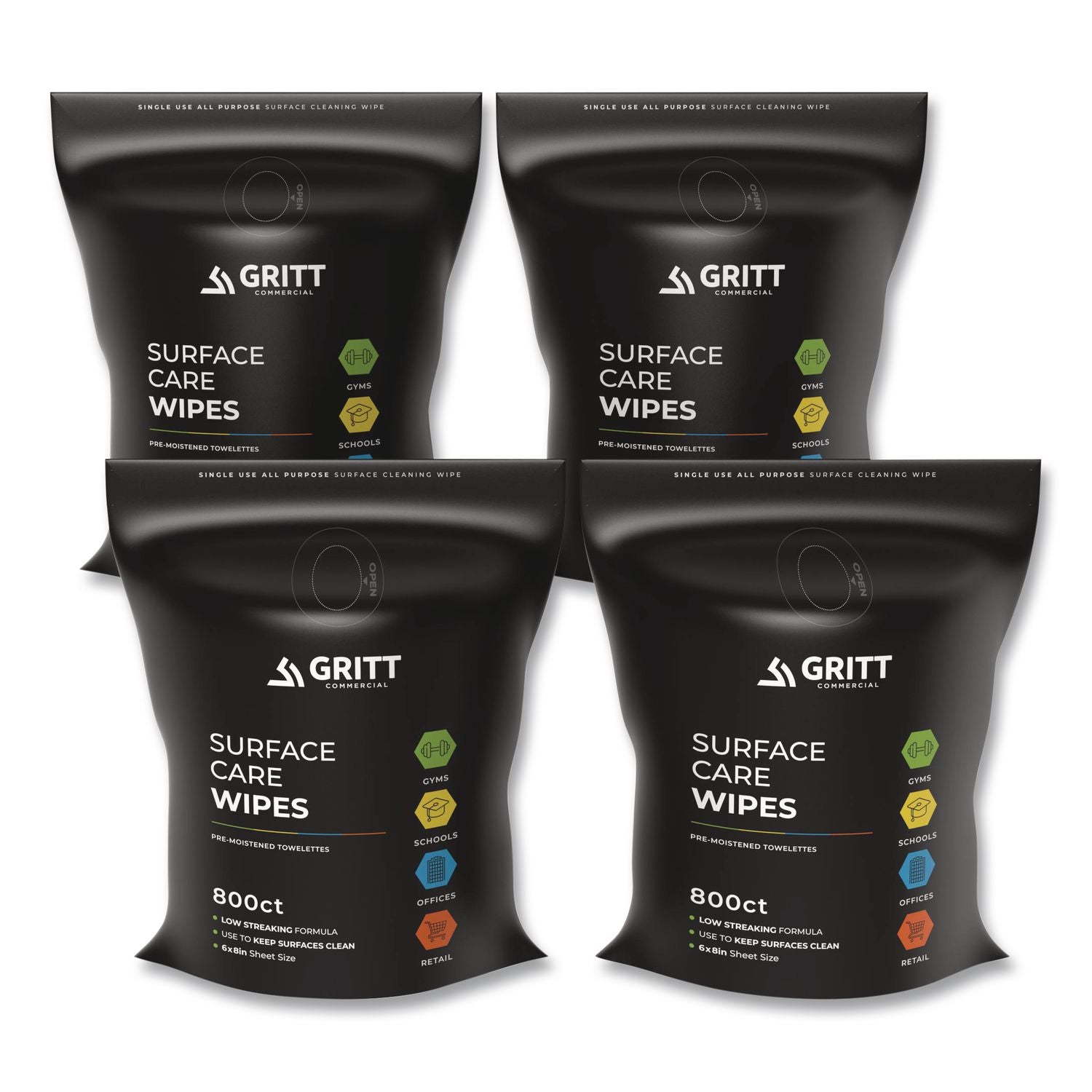 Surface Care Wipes, 1-Ply, 6 X 8, Fresh, White, 800/Pack, 4 Packs/Carton