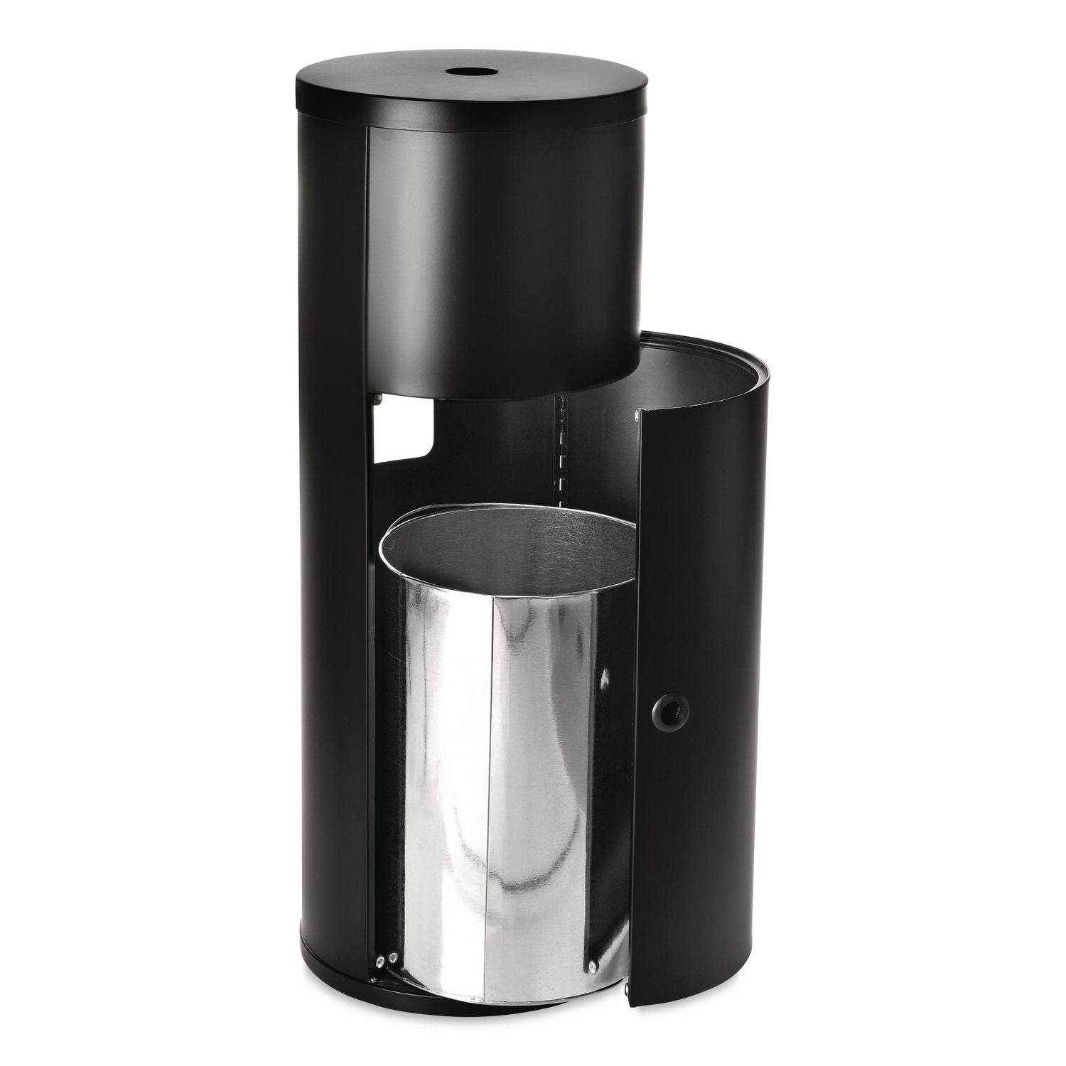 Floor Stand Wet Wipe Dispenser Station With 7 Gallon Built-In Trash Can, 13.1 X 13.1 X 36, Black