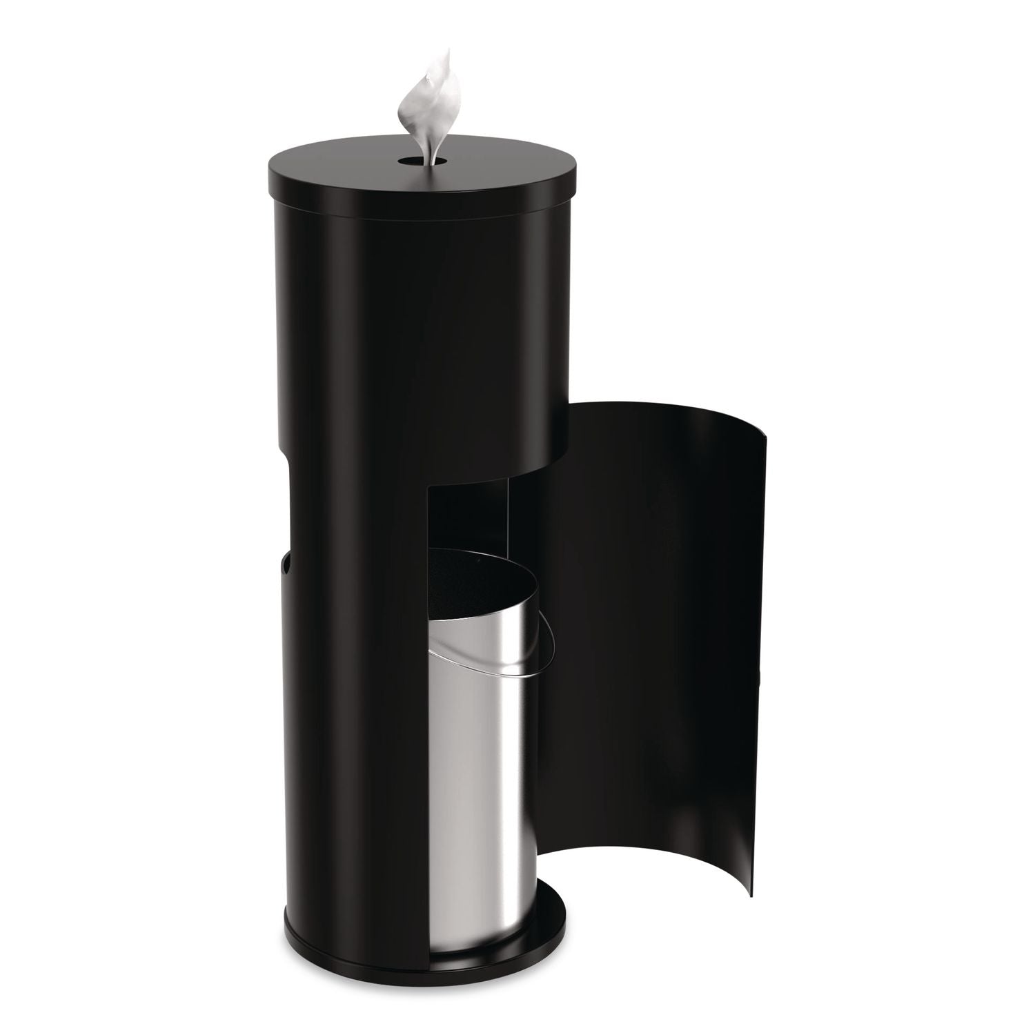 Floor Stand Wet Wipe Dispenser Station With 7 Gallon Built-In Trash Can, 13.1 X 13.1 X 36, Black