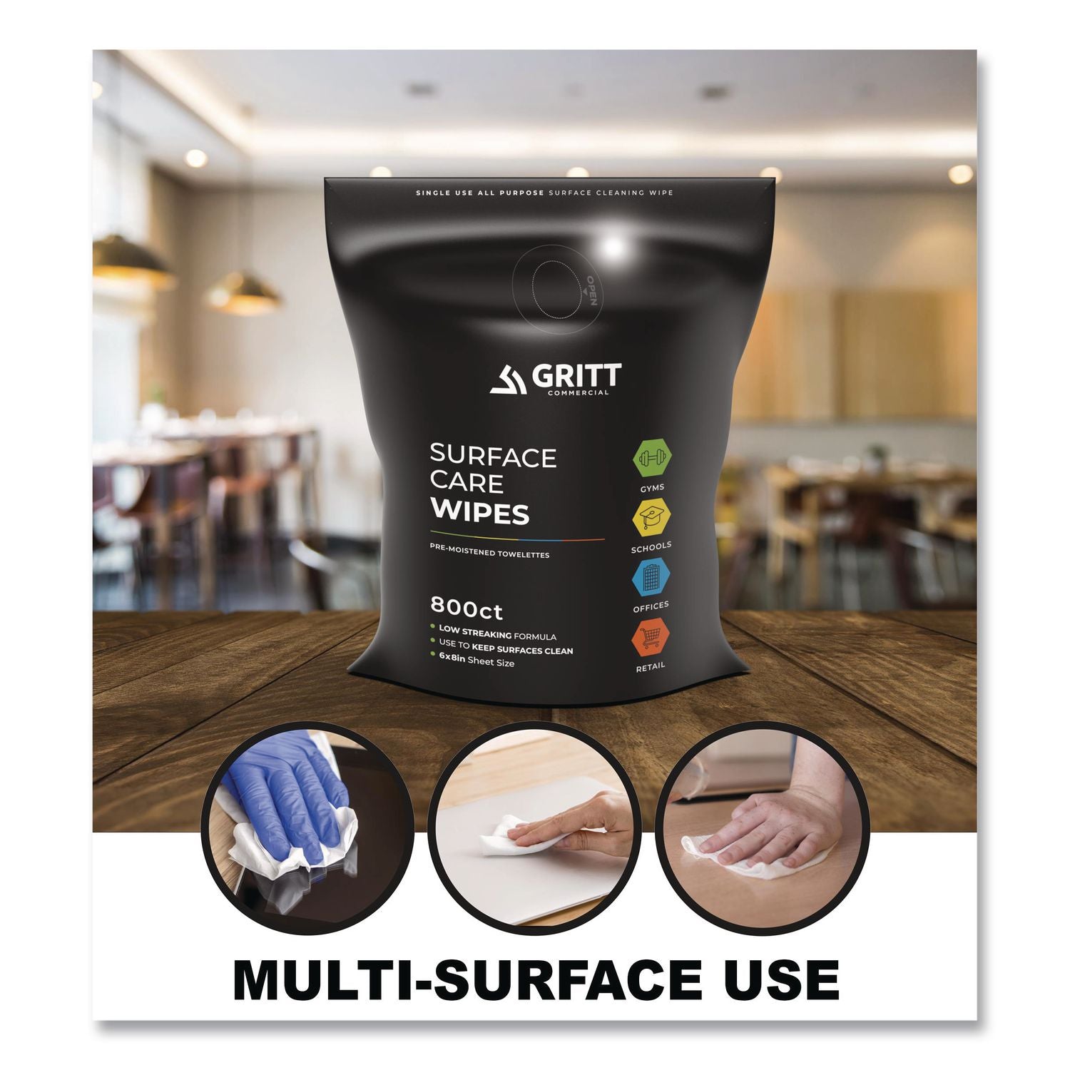 Dispenser And Wipes Starter Kit, 13.1 X 13.1 X 36, Black