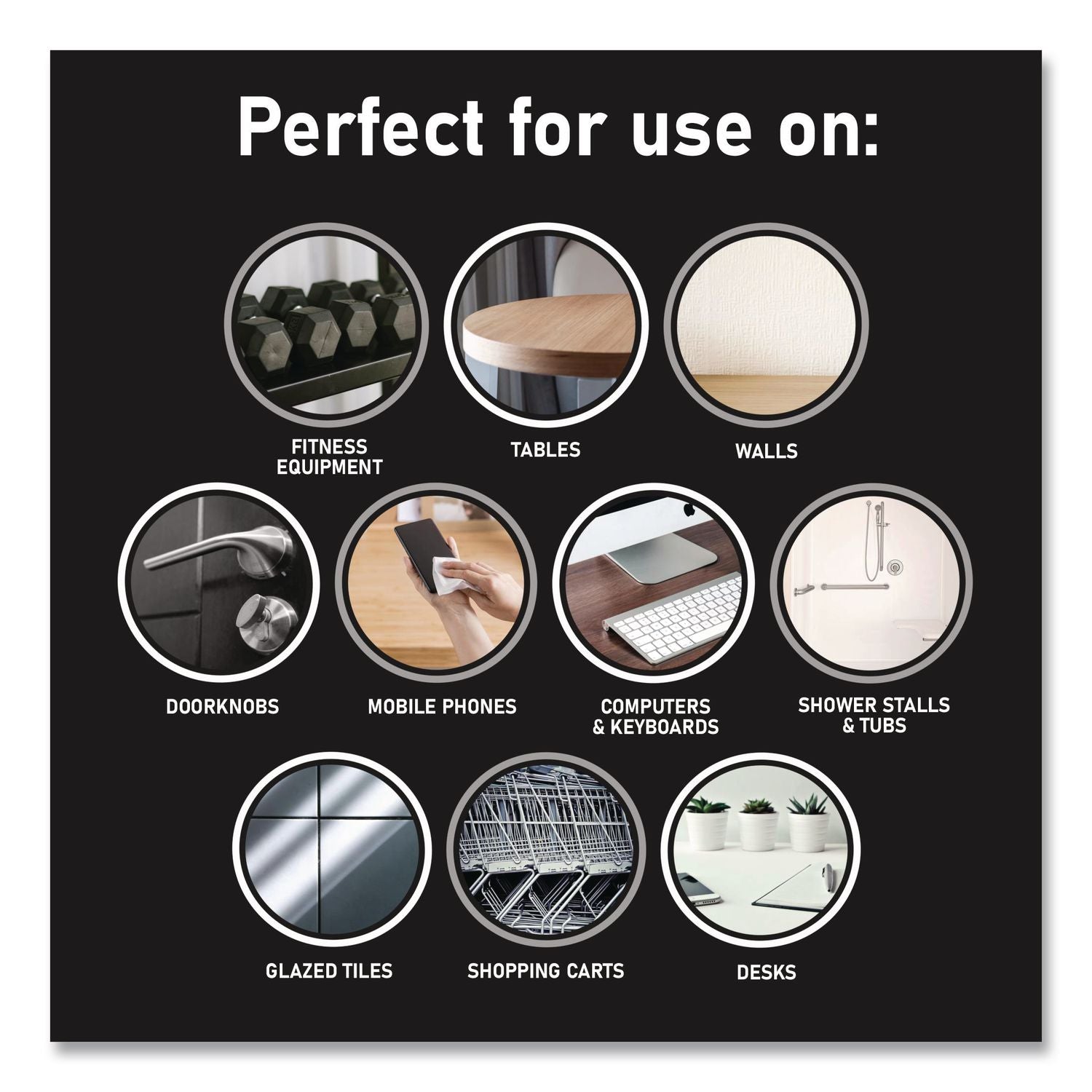 Dispenser And Wipes Starter Kit, 13.1 X 13.1 X 36, Black