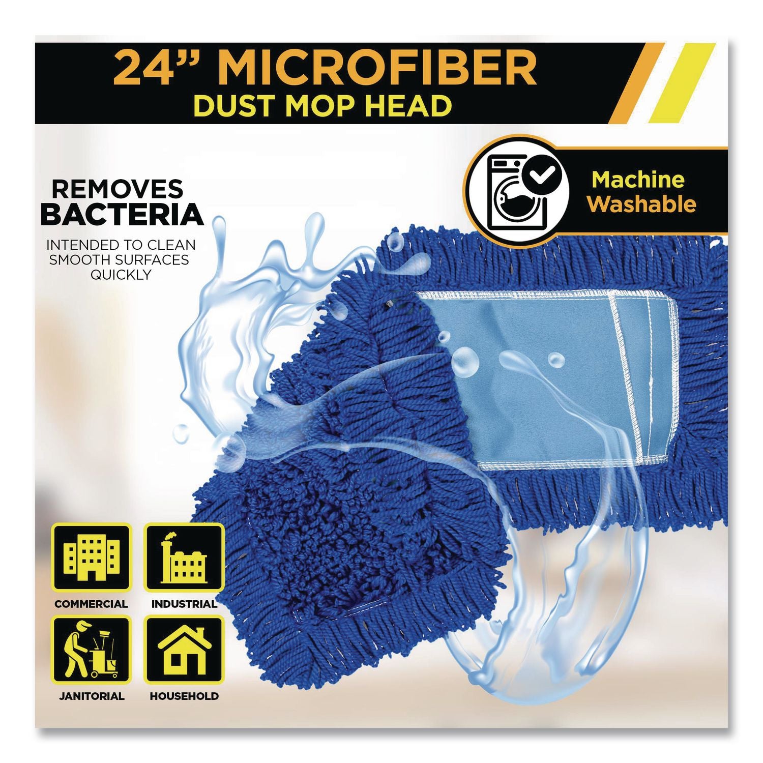 Microfiber Looped Dust Mop Pad Head, 24 X 5, Blue