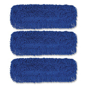 Microfiber Looped Dust Mop Pad Head, 24 X 5, Blue, 3/Pack