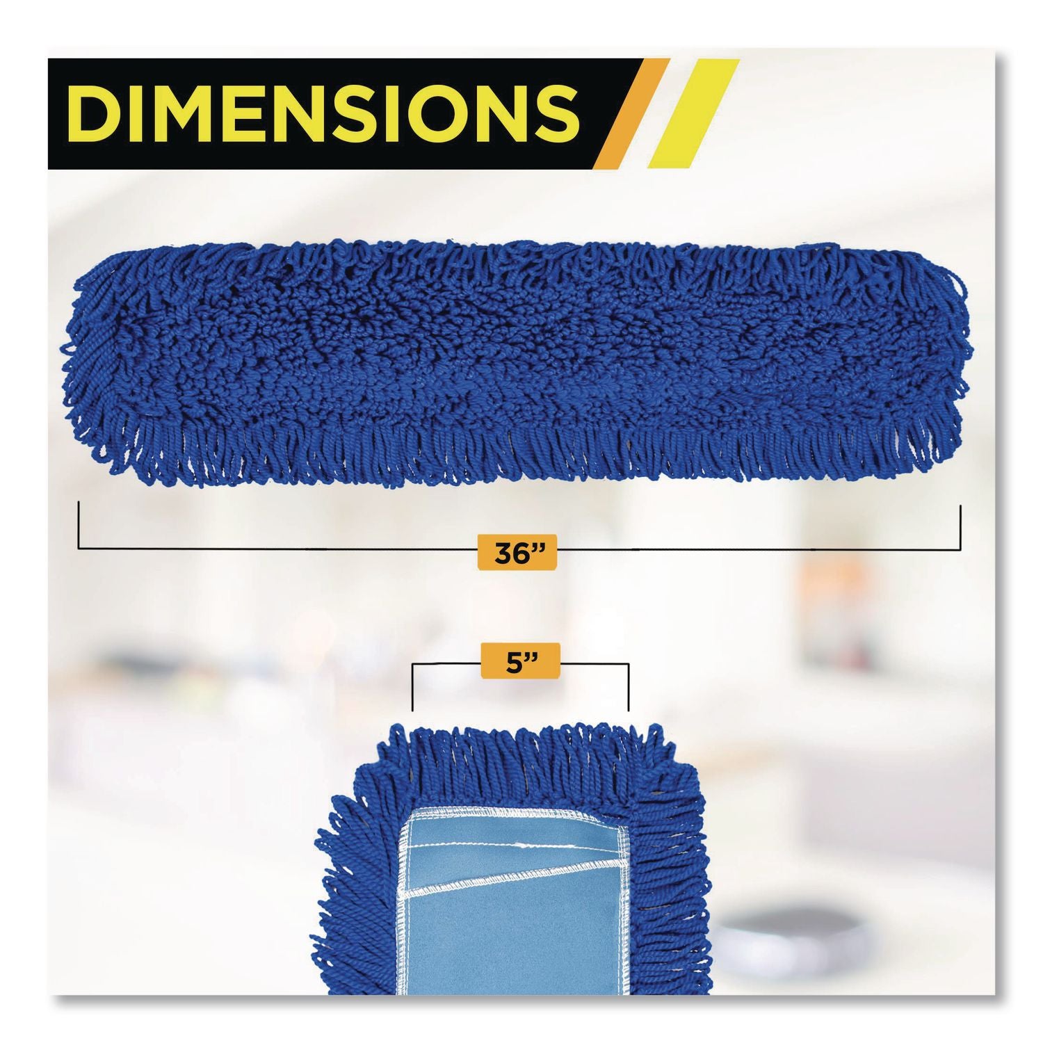 Microfiber Looped Dust Mop Pad Head, 36 X 5, Blue