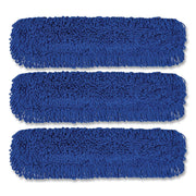 Microfiber Looped Dust Mop Pad Head, 36 X 5, Blue, 3/Pack