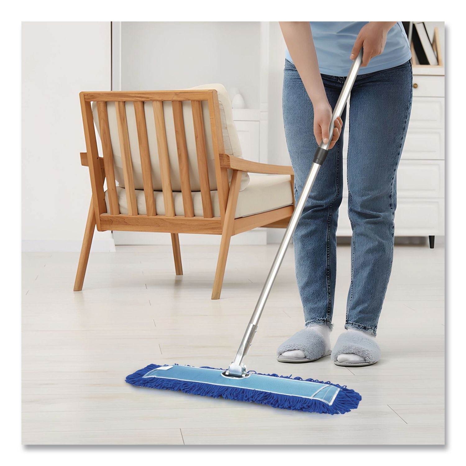 Microfiber Looped Dust Mop Pad Head, 36 X 5, Blue, 12/Carton