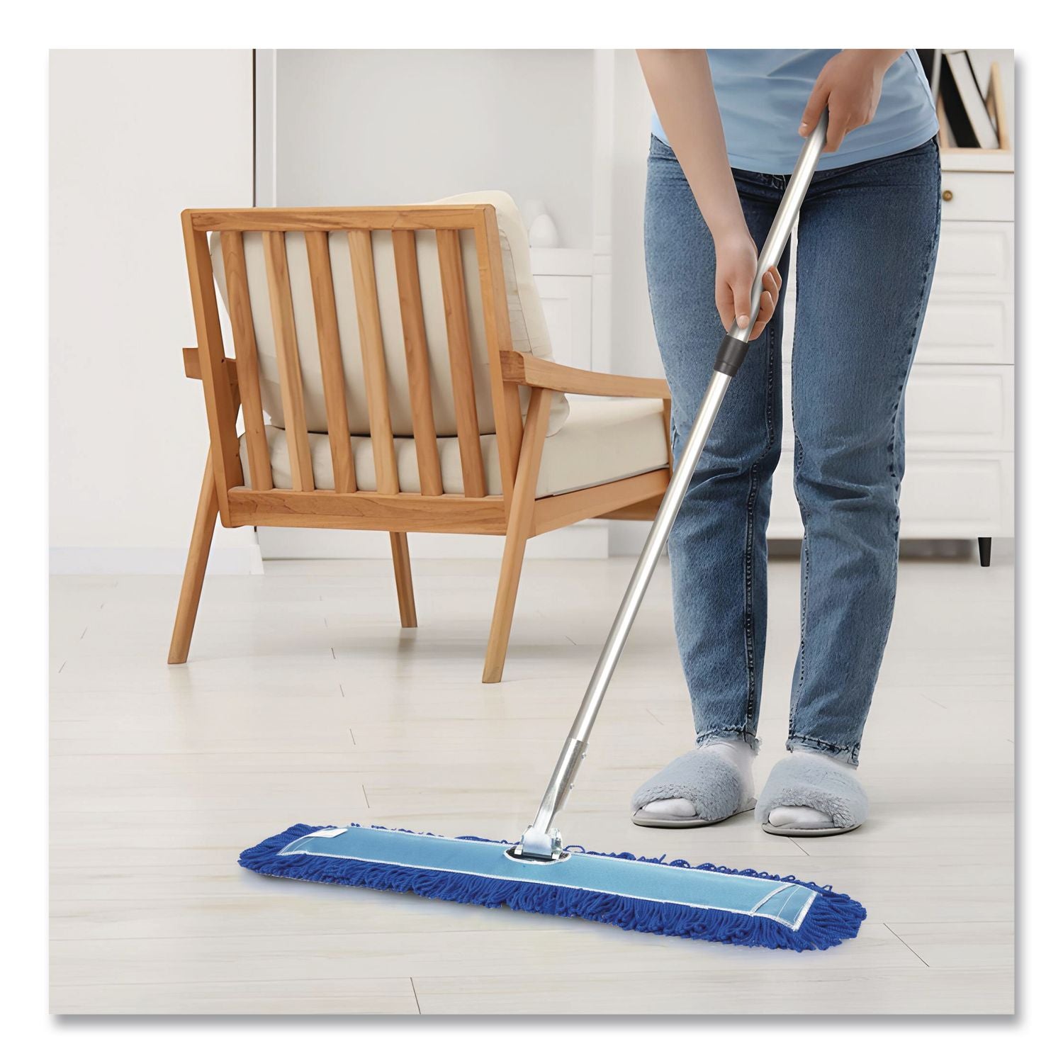 Microfiber Looped Dust Mop Pad Head, 48 X 5, Blue, 3/Pack