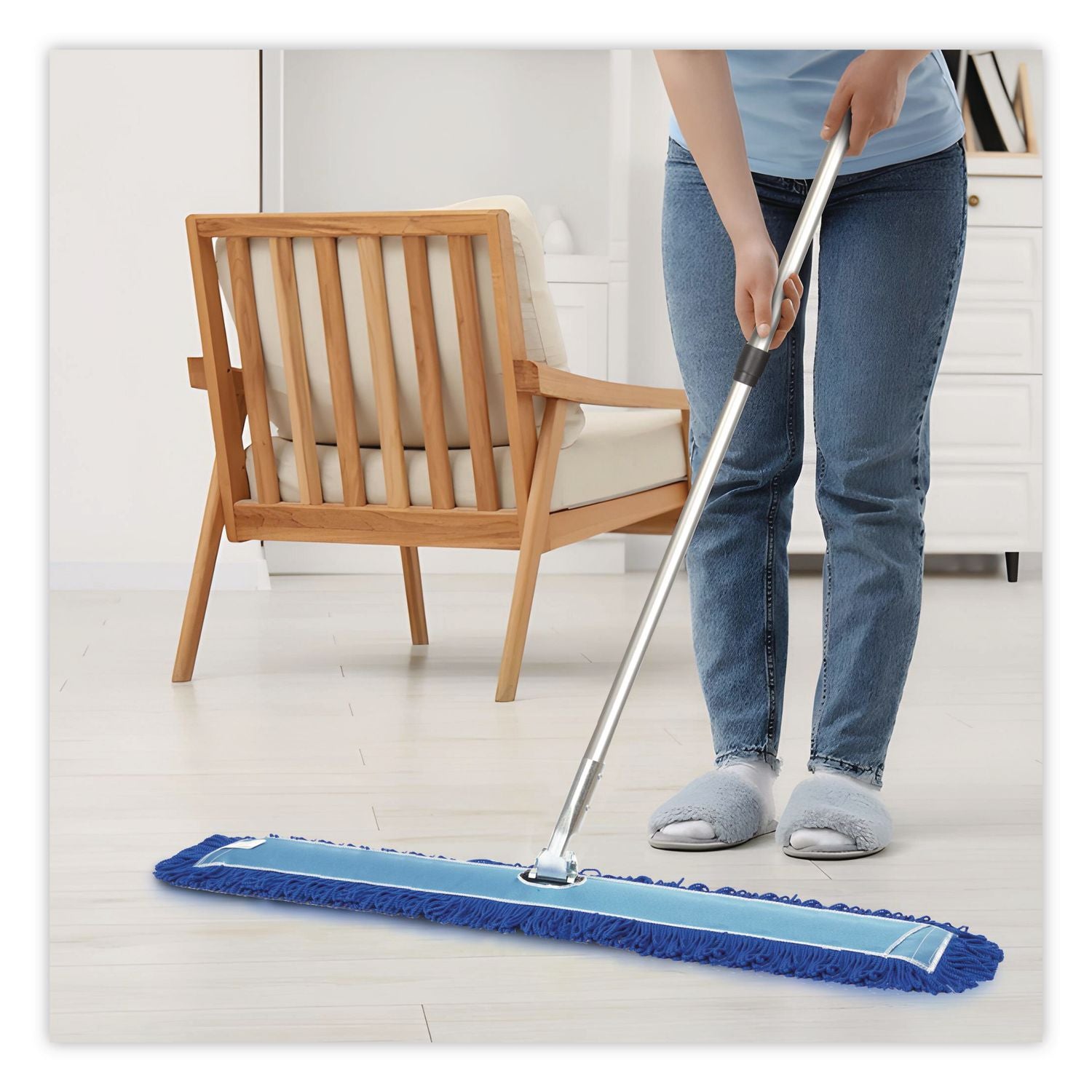 Microfiber Looped Dust Mop Pad Head, 60 X 5, Blue, 3/Pack
