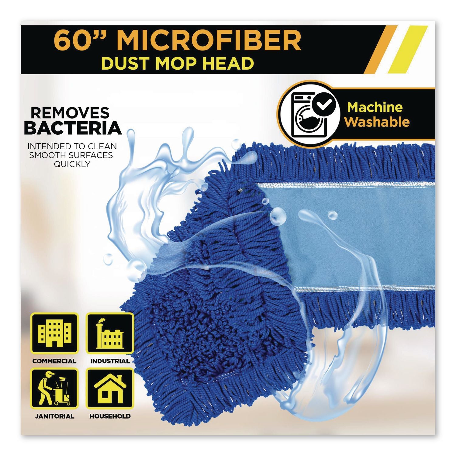 Microfiber Looped Dust Mop Pad Head, 60 X 5, Blue, 6/Pack