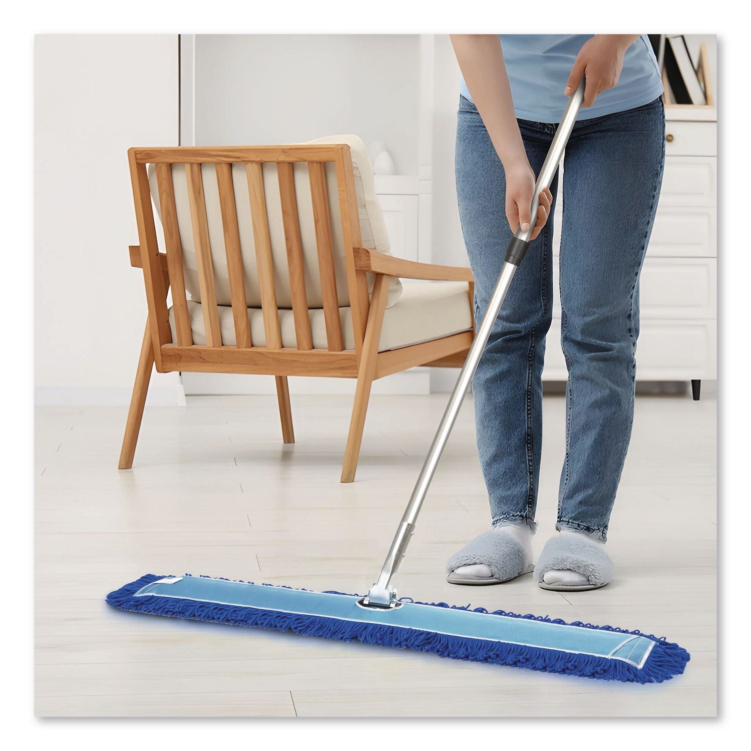 Microfiber Looped Dust Mop Pad Head, 60 X 5, Blue, 6/Pack