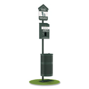 Pet Waste Station Kit With Foot Pedal, Header Bag Locking Dispenser, 11.5 Gallon Trash Can, Pole, And Glow-In-The-Dark Sign