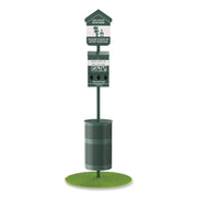 Pet Waste Station Kit With Roll Bag Locking Dispenser, 11.5 Gallon Round Lidded Trash Can, Pole, And Glow-In-The-Dark Sign