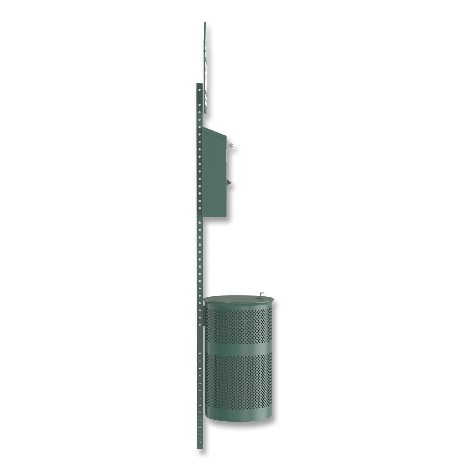 Pet Waste Station Kit With Roll Bag Locking Dispenser, 11.5 Gallon Round Lidded Trash Can, Pole, And Glow-In-The-Dark Sign