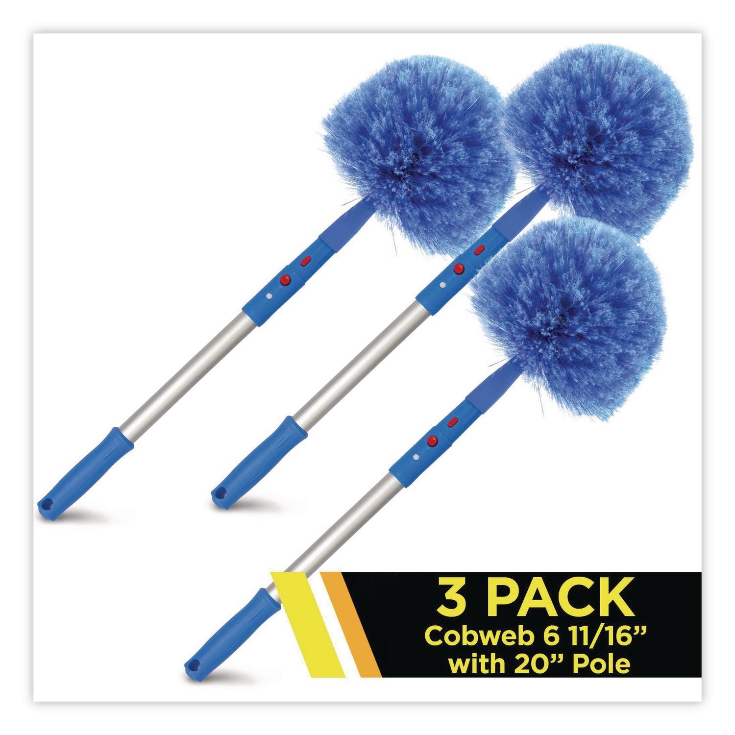 Cobweb/Corner Duster Brush With 20" Pole, 3/Kit